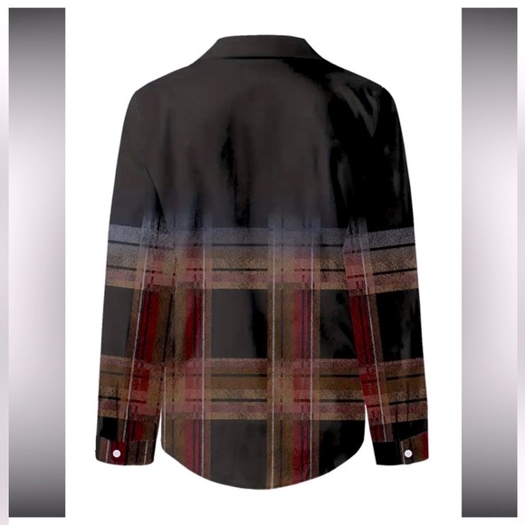 Plaid Shirt Lapel Collar Durable Non-Sheer Fabric Button-Up Design - Picture 3 of 13